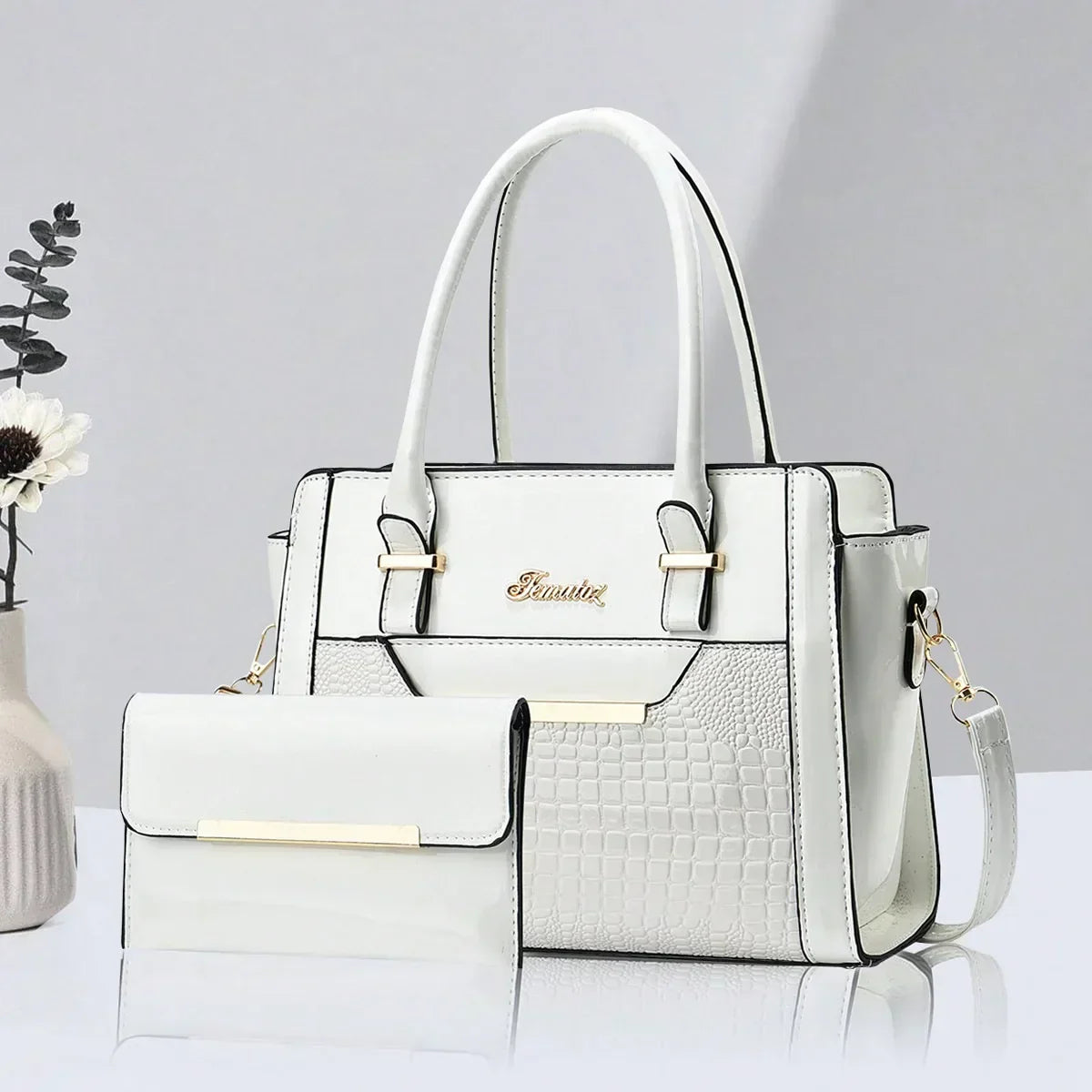 Bag and Wallet Kit in Leather - Croc