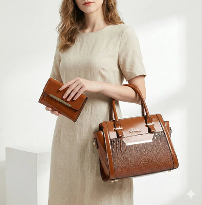 Bag and Wallet Kit in Leather - Croc