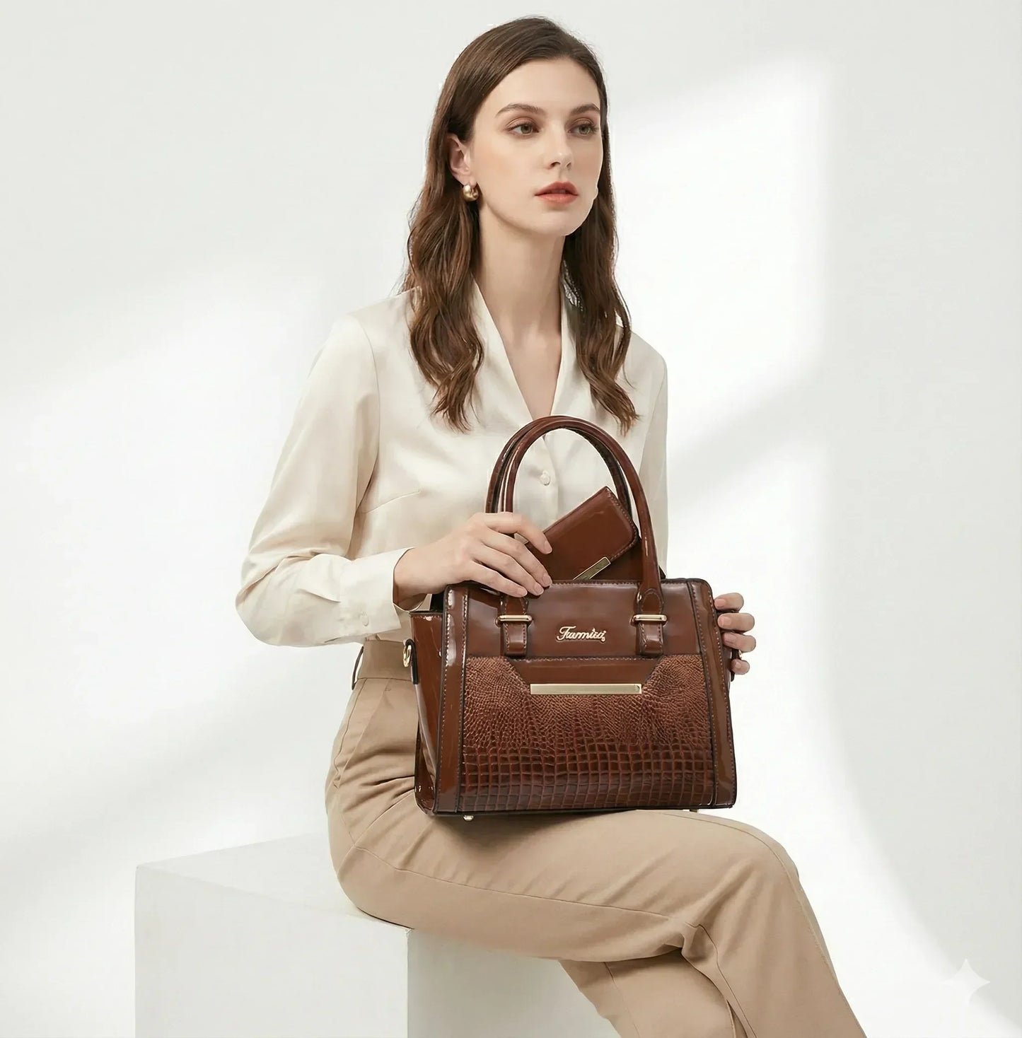 Bag and Wallet Kit in Leather - Croc