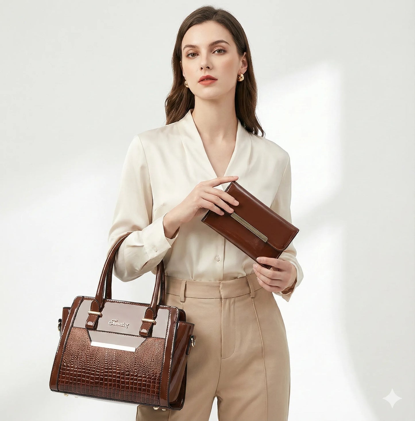 Bag and Wallet Kit in Leather - Croc
