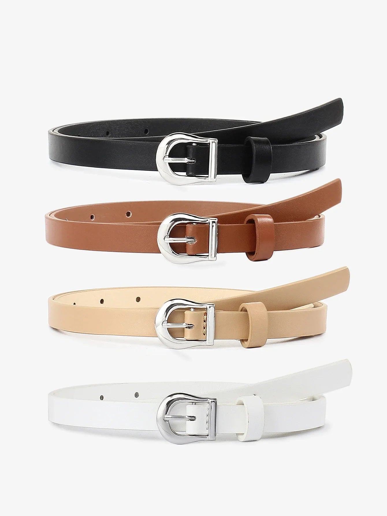 Women's Set of 4 Genuine Leather Belts - Aurora