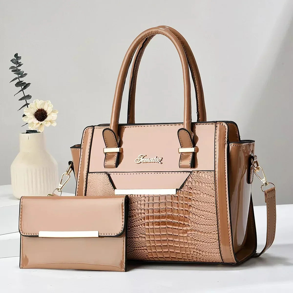 Bag and Wallet Kit in Leather - Croc