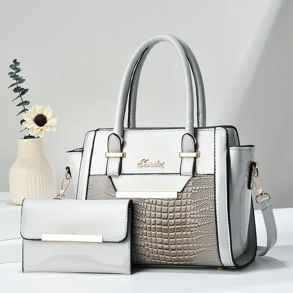 Bag and Wallet Kit in Leather - Croc
