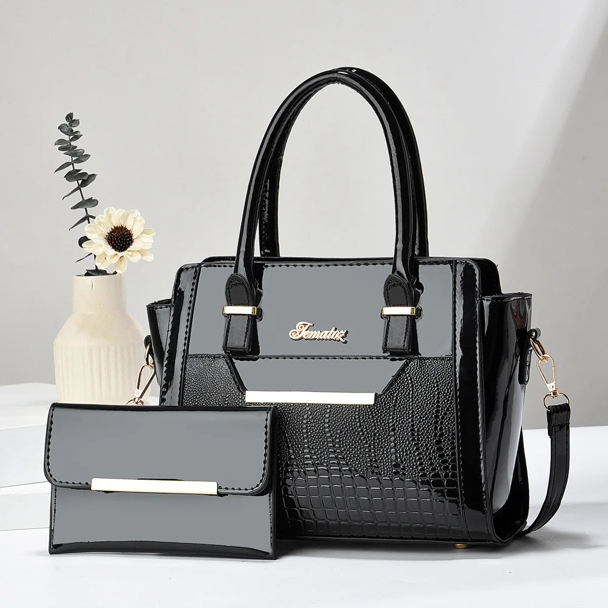 Bag and Wallet Kit in Leather - Croc