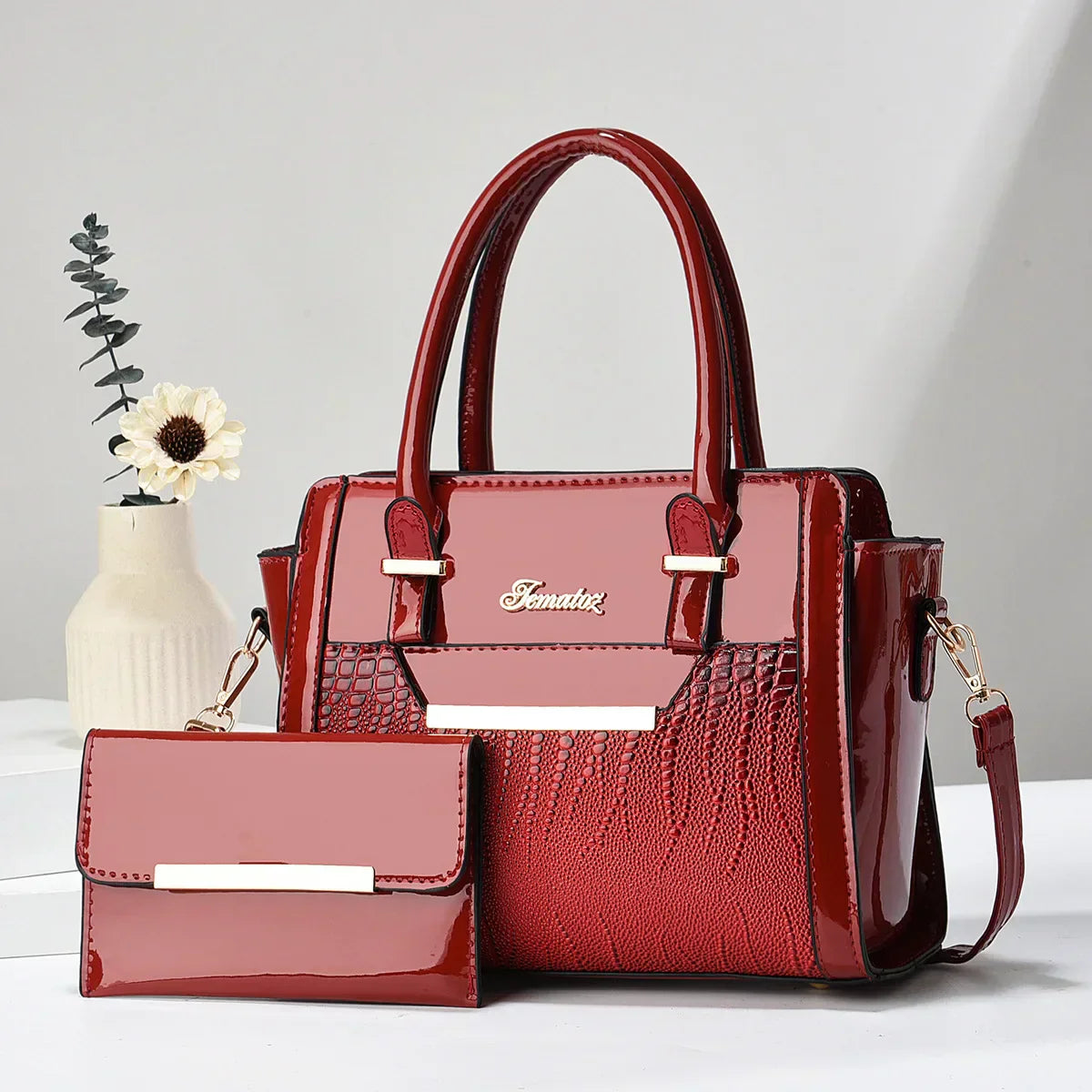Bag and Wallet Kit in Leather - Croc
